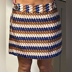 Lissa MarWool Blend Retro 60s Mod Mini Skirt Blue/Rust/white sz 6